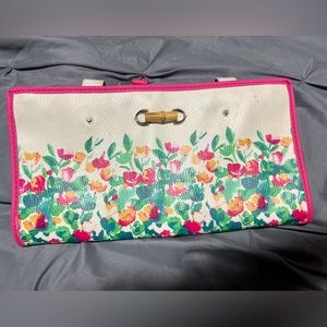 Pink floral travel jewelry case